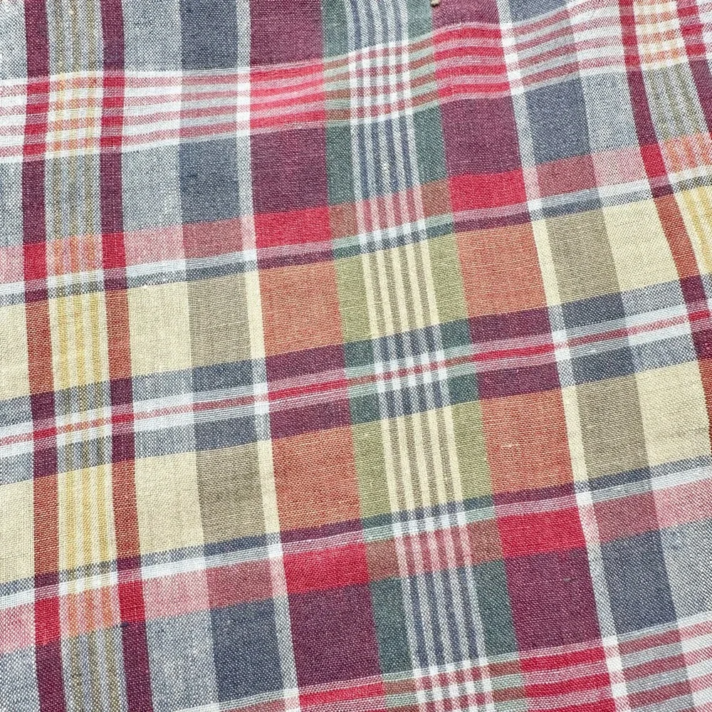 J. Crew | Men | 100% Linen Madras Plaid Broken In Relaxed Casual Shorts | 33